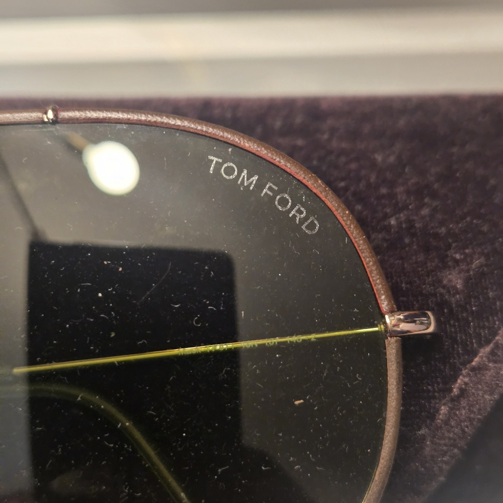 Tom Ford Brown Aviator Sunglasses with Green Tint - Picture 2 of 7